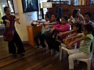 Temay Padero demontrates how to make hands flexible for pangalay hand movements.